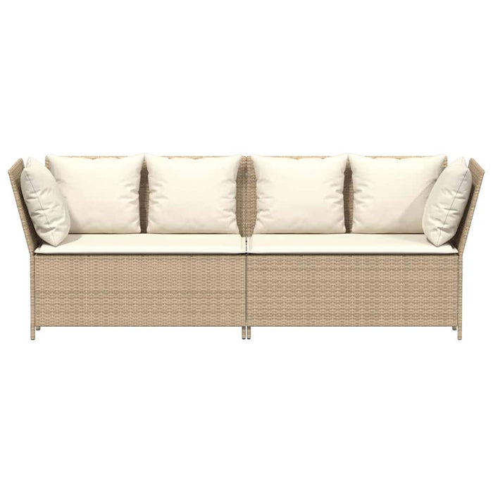 Divano da Giardino con Cuscini in Polyrattan Beige
