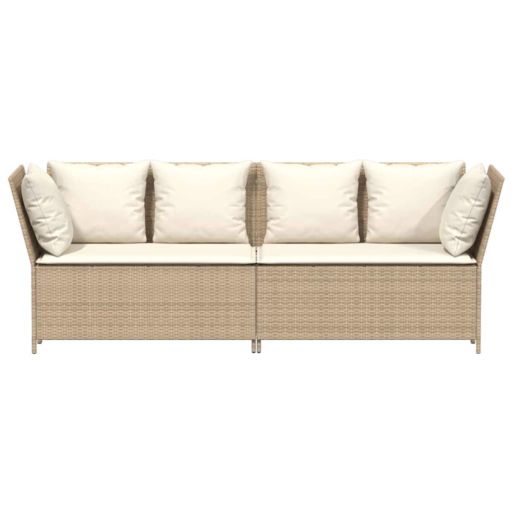 Divano da Giardino con Cuscini in Polyrattan Beige 4104125