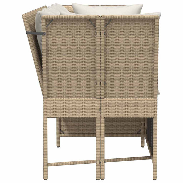 Divano da Giardino con Cuscini in Polyrattan Beige