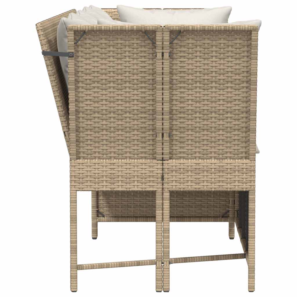 Divano da Giardino con Cuscini in Polyrattan Beige 4104125