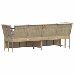 Divano da Giardino con Cuscini in Polyrattan Beige 4104125