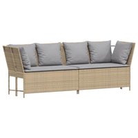 Divano da Giardino con Cuscini in Polyrattan Beige
