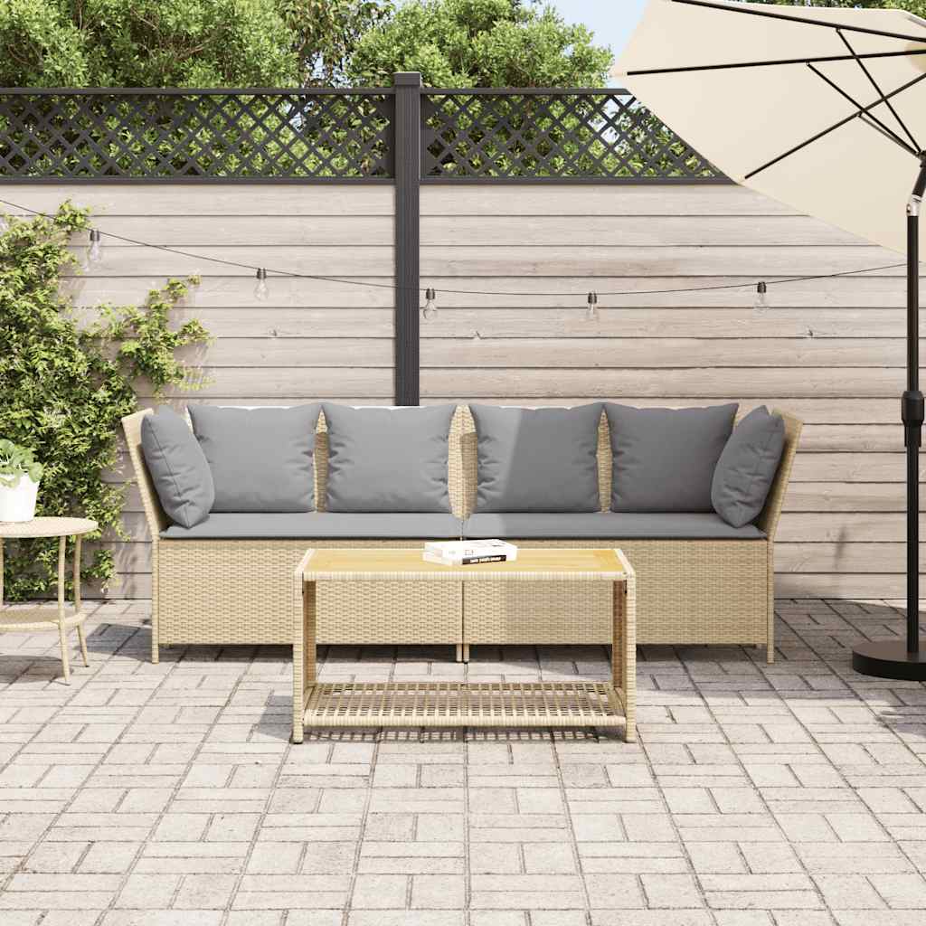 Divano da Giardino con Cuscini in Polyrattan Beige