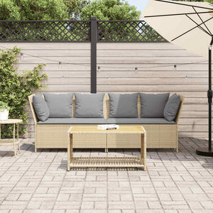 Divano da Giardino con Cuscini in Polyrattan Beige 4104126