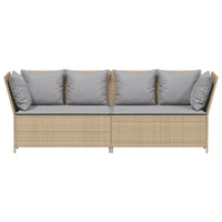 Divano da Giardino con Cuscini in Polyrattan Beige