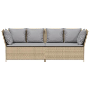 Divano da Giardino con Cuscini in Polyrattan Beige