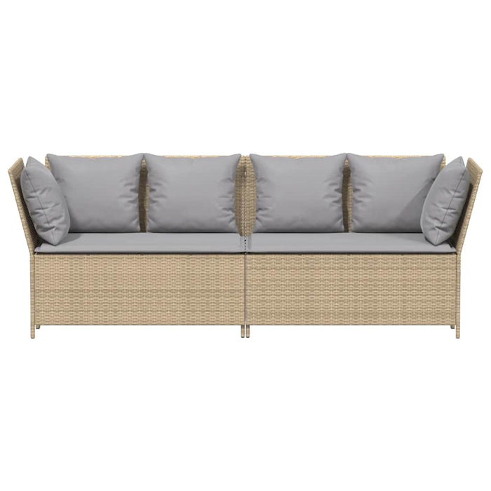 Divano da Giardino con Cuscini in Polyrattan Beige