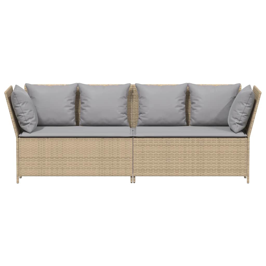 Divano da Giardino con Cuscini in Polyrattan Beige 4104126