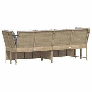 Divano da Giardino con Cuscini in Polyrattan Beige