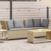 Divano da Giardino con Cuscini in Polyrattan Beige