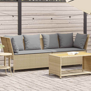 Divano da Giardino con Cuscini in Polyrattan Beige 4104126