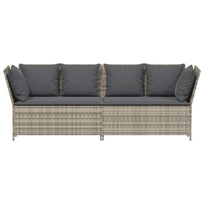 Divano da Giardino con Cuscini in Polyrattan Grigio Chiaro