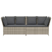 Divano da Giardino con Cuscini in Polyrattan Grigio Chiaro 4104127