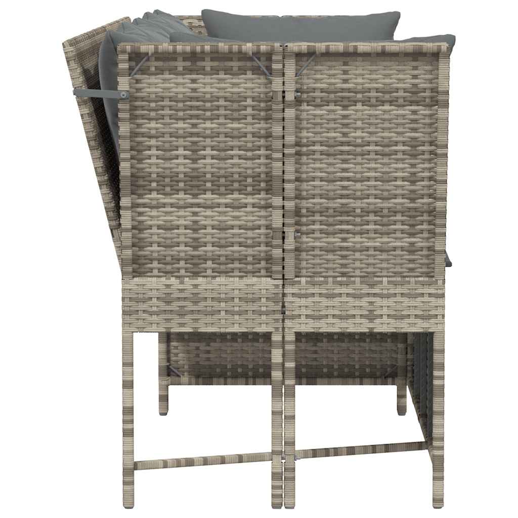 Divano da Giardino con Cuscini in Polyrattan Grigio Chiaro 4104127