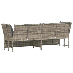 Divano da Giardino con Cuscini in Polyrattan Grigio Chiaro 4104127