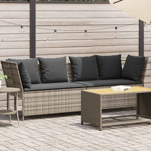 Divano da Giardino con Cuscini in Polyrattan Grigio Chiaro 4104127