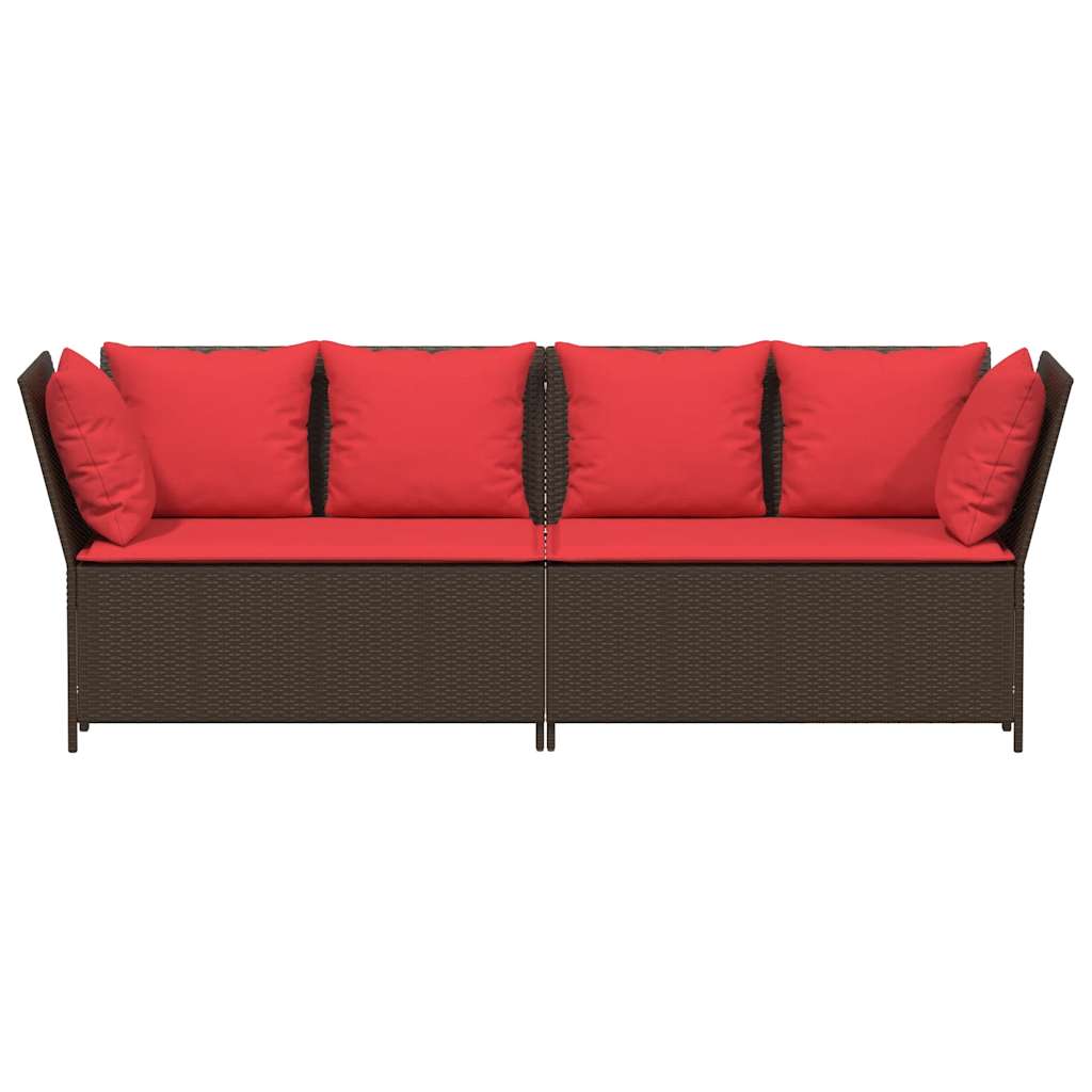 Divano da Giardino con Cuscini in Polyrattan Marrone 4104129