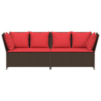 Divano da Giardino con Cuscini in Polyrattan Marrone 4104129