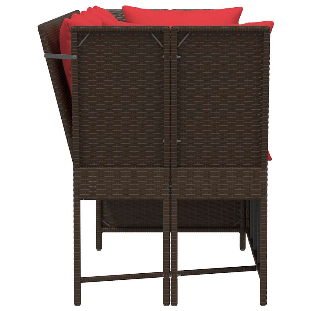 Divano da Giardino con Cuscini in Polyrattan Marrone 4104129