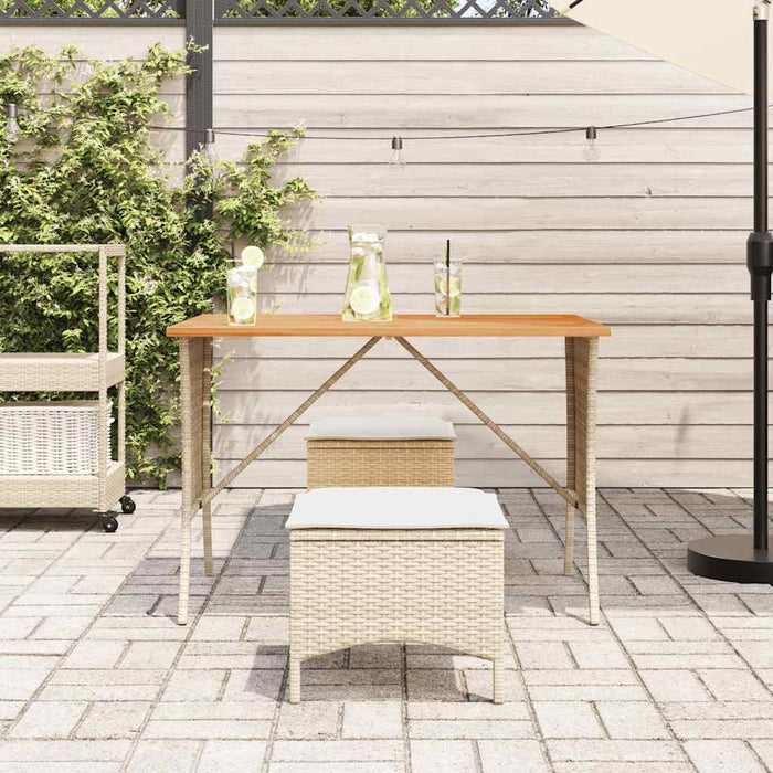 vidaXL Tavolo Giardino Piano Legno Acacia Beige 105x75x72cm Polyrattan
