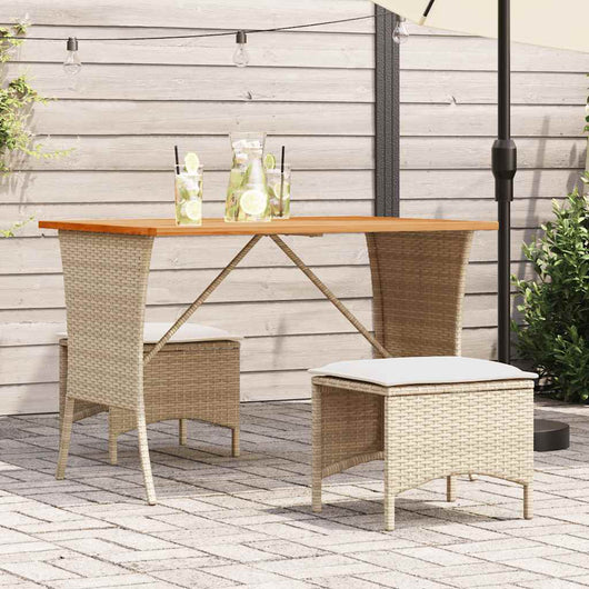 vidaXL Tavolo Giardino Piano Legno Acacia Beige 105x75x72cm Polyrattan