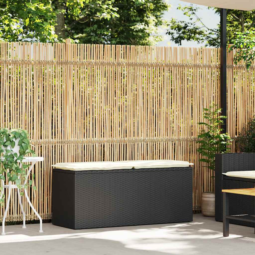 Panca da Giardino con Cuscino Nera 110x40x44 cm in Polyrattan 4104145