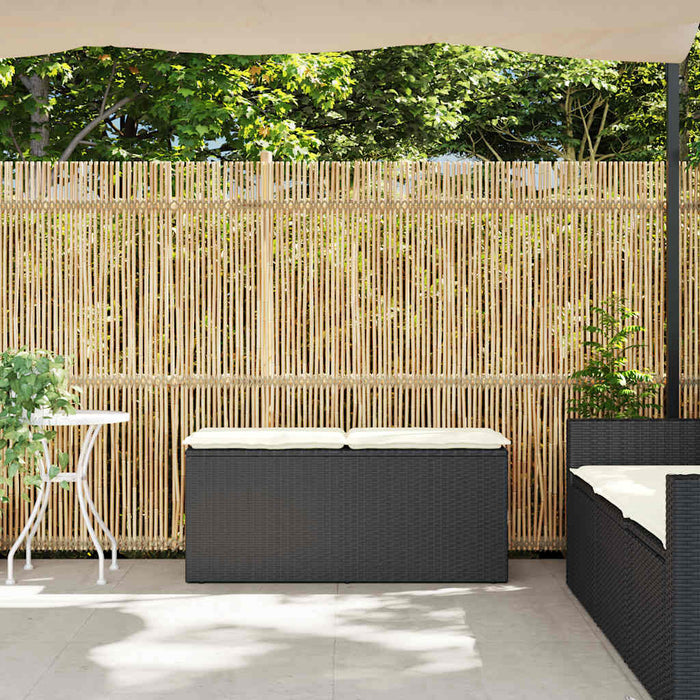 Panca da Giardino con Cuscino Nera 110x40x44 cm in Polyrattan 4104145