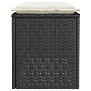Panca da Giardino con Cuscino Nera 110x40x44 cm in Polyrattan 4104145