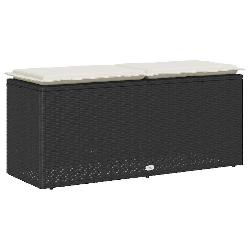 Panca da Giardino con Cuscino Nera 110x40x44 cm in Polyrattan 4104145