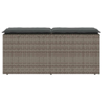 Panca da Giardino con Cuscino Grigio 110x40x44 cm in Polyrattan