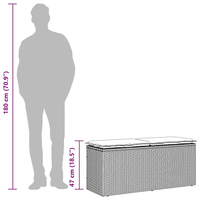 vidaXL Panca da Giardino con Cuscino Beige 110x40x44 cm in Polyrattan