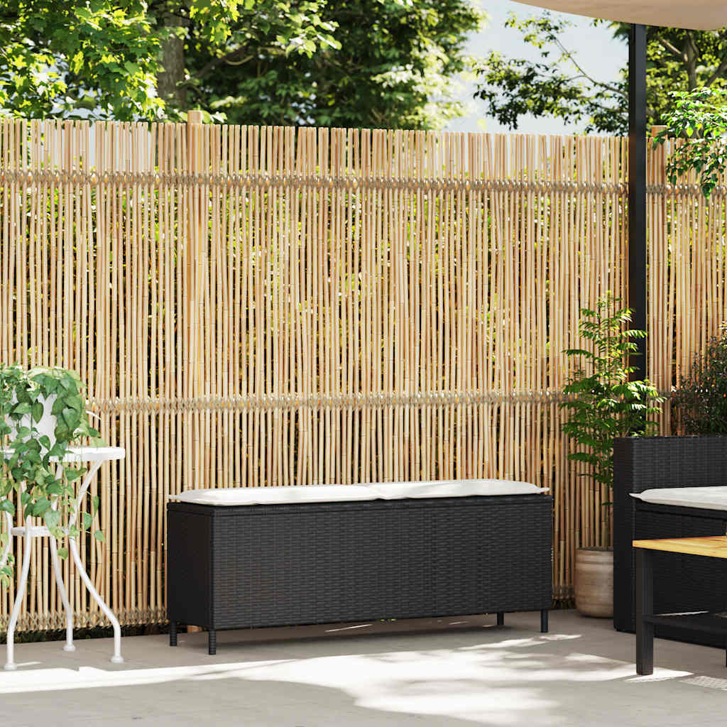 Panca da Giardino con Cuscino Nera 110x30x40,5 cm in Polyrattan 4104154