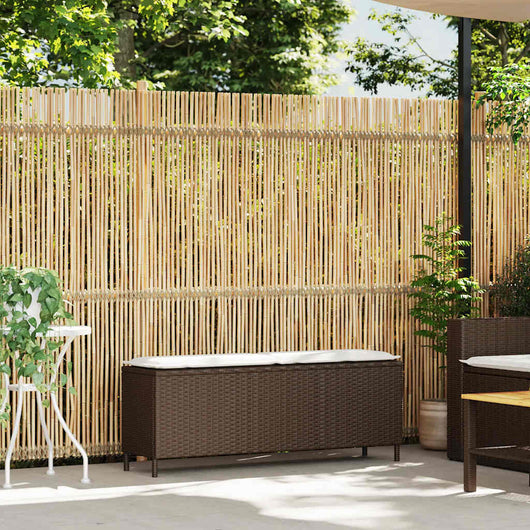 vidaXL Panca da Giardino con Cuscino Marrone 110x30x40,5 cm Polyrattan