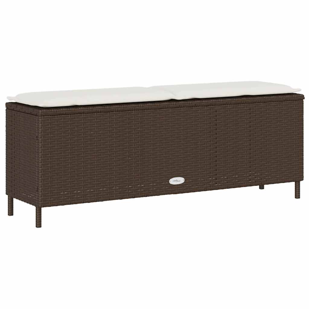 vidaXL Panca da Giardino con Cuscino Marrone 110x30x40,5 cm Polyrattan