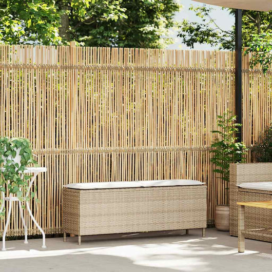 Panca da Giardino con Cuscino Beige 110x30x40,5cm in Polyrattan