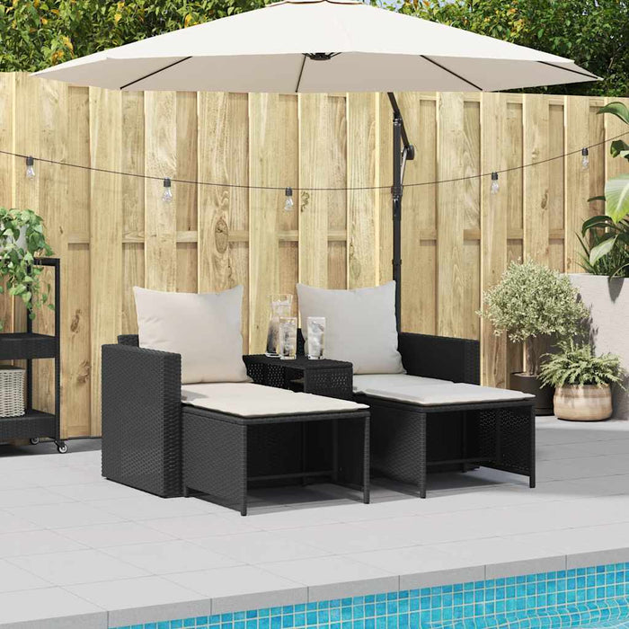 vidaXL Set Divani da Giardino 5 pz con Cuscini in Polyrattan Nero