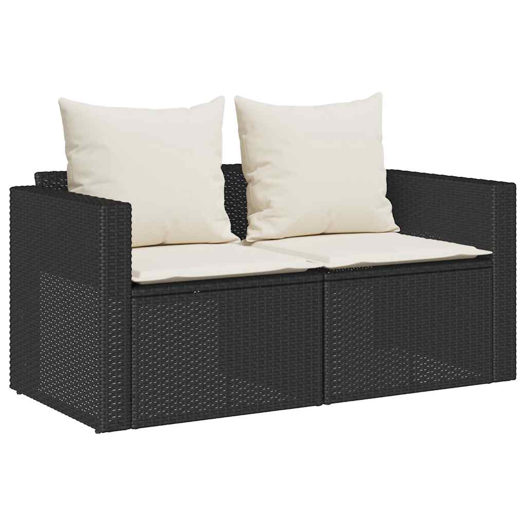 vidaXL Set Divani da Giardino 5 pz con Cuscini in Polyrattan Nero