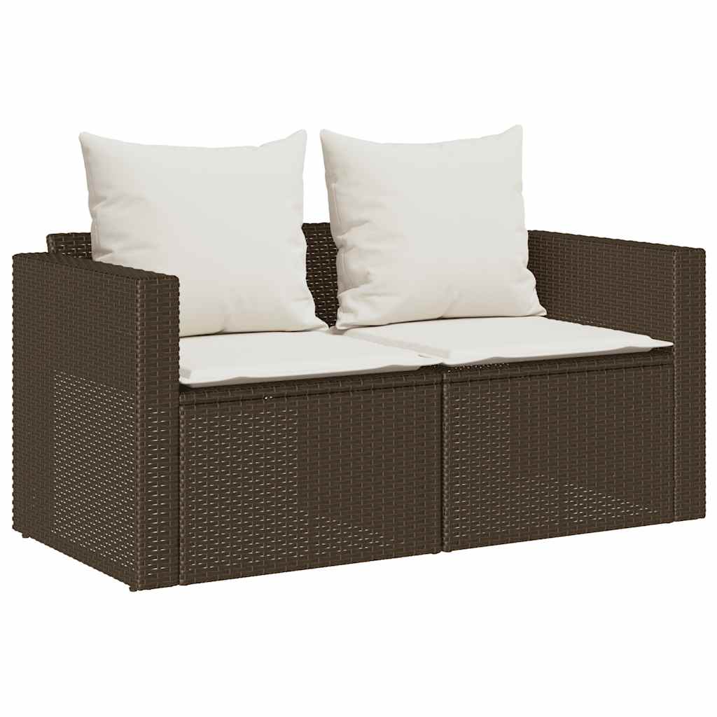 Set Divano da Giardino 5 pz con Cuscini-Sofa da Giardino-Divanetto da esterno Marrone in Polyrattan 149986