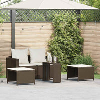 Set Divano da Giardino 5 pz con Cuscini-Sofa da Giardino-Divanetto da esterno Marrone in Polyrattan 149986