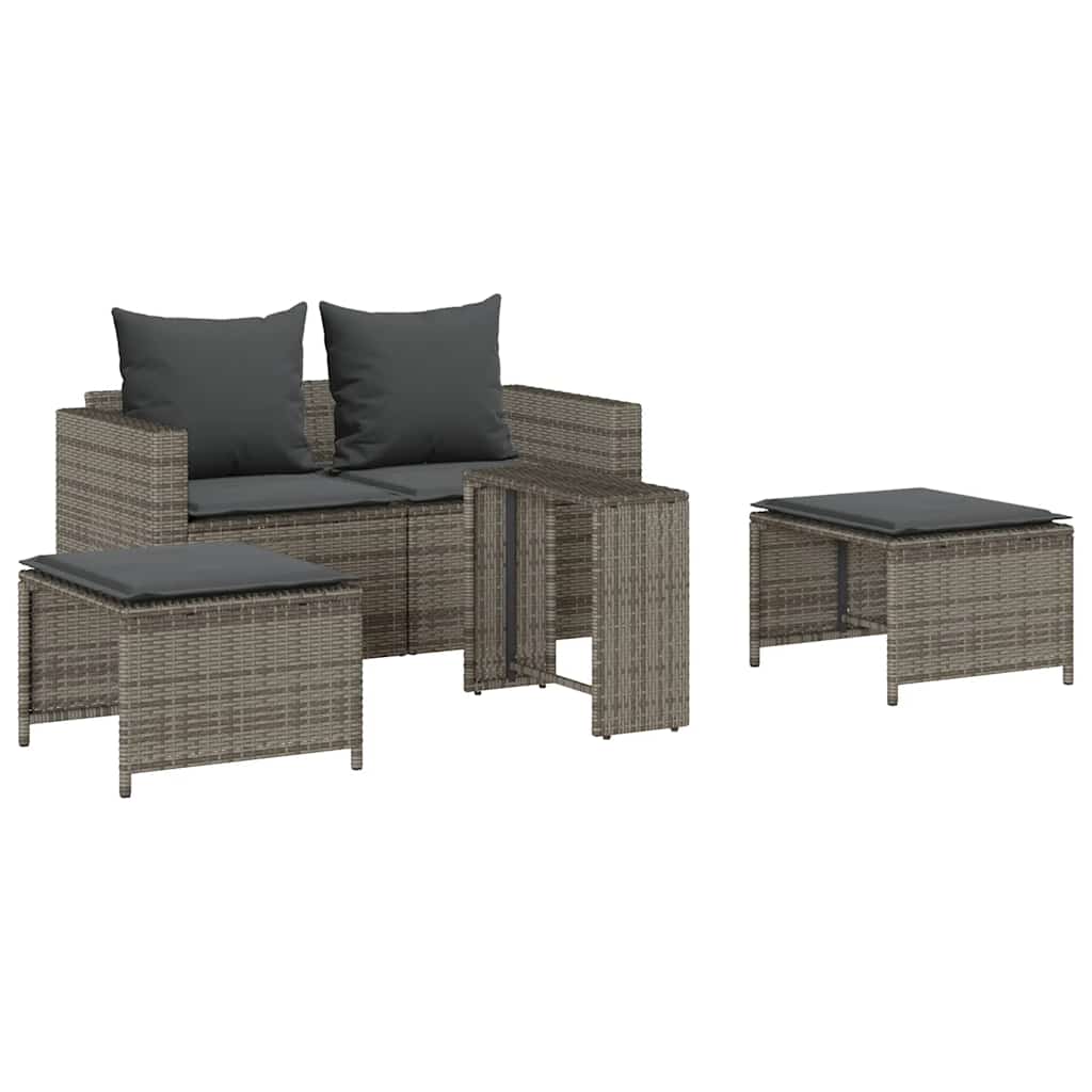 Set Divano da Giardino 5 pz con Cuscini Grigio in Polyrattan 4104165