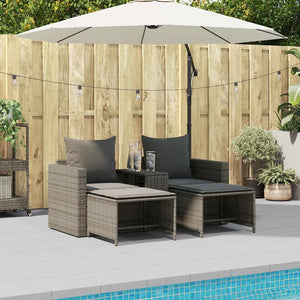 Set Divano da Giardino 5 pz con Cuscini-Sofa da Giardino-Divanetto da esterno Grigio in Polyrattan 870891