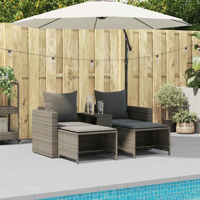 Set Divano da Giardino 5 pz con Cuscini-Sofa da Giardino-Divanetto da esterno Grigio in Polyrattan 870891