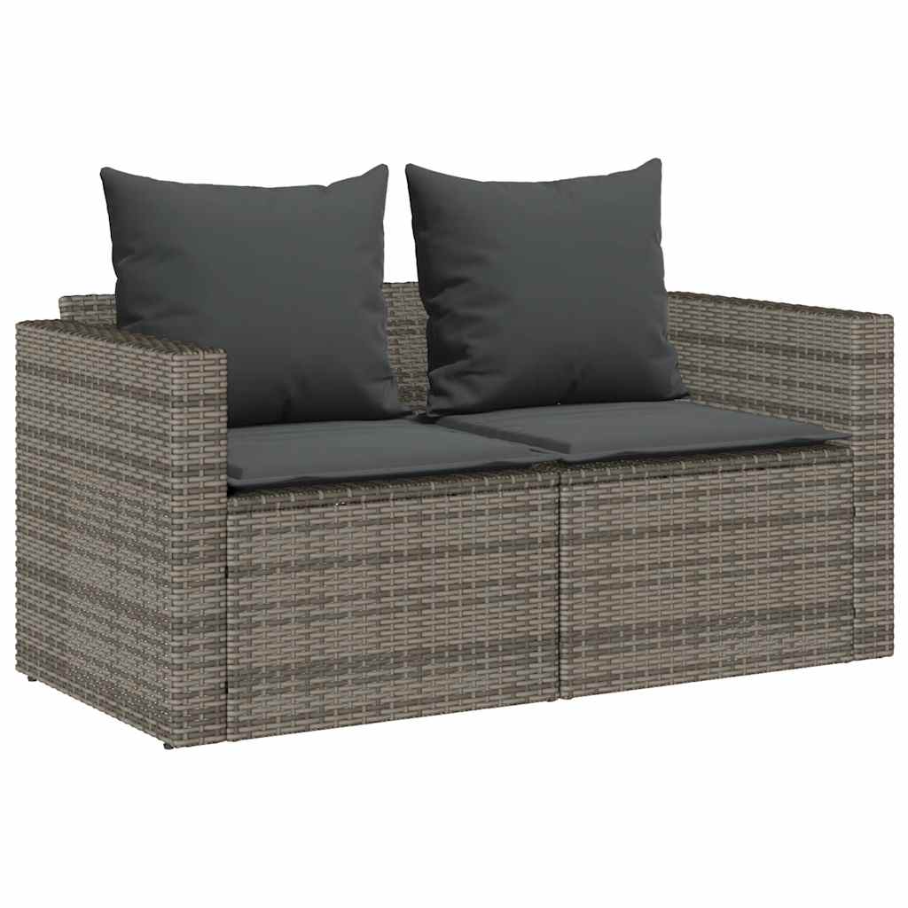 Set Divano da Giardino 5 pz con Cuscini-Sofa da Giardino-Divanetto da esterno Grigio in Polyrattan 870891