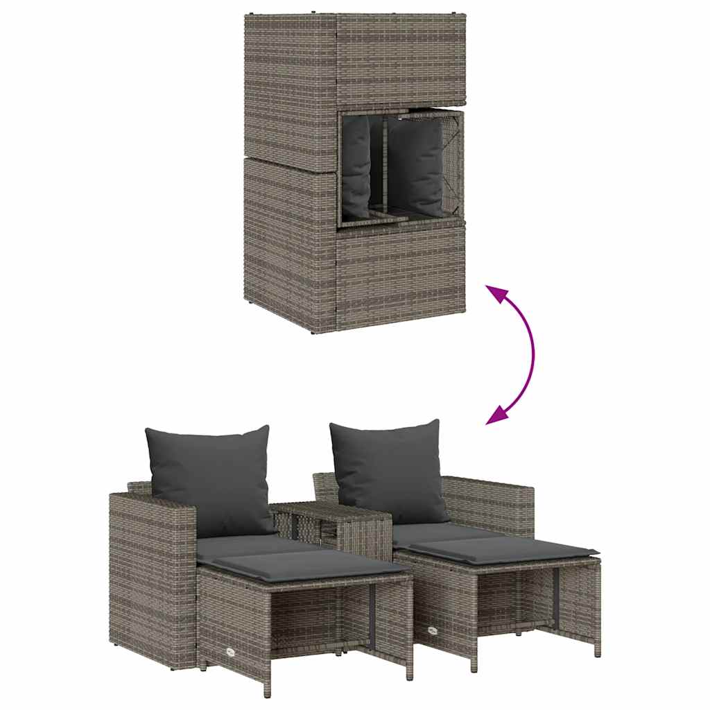 Set Divano da Giardino 5 pz con Cuscini-Sofa da Giardino-Divanetto da esterno Grigio in Polyrattan 870891
