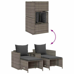 Set Divano da Giardino 5 pz con Cuscini-Sofa da Giardino-Divanetto da esterno Grigio in Polyrattan 870891