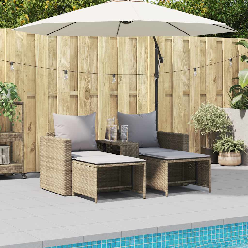 Set Divano da Giardino 5 pz con Cuscini-Sofa da Giardino-Divanetto da esterno Beige in Polyrattan 704392