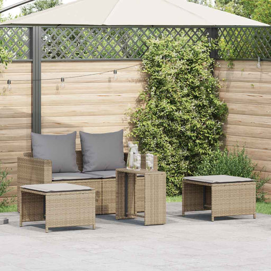 Set Divano da Giardino 5 pz con Cuscini-Sofa da Giardino-Divanetto da esterno Beige in Polyrattan 704392