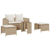 Set Divano da Giardino 5 pz con Cuscini-Sofa da Giardino-Divanetto da esterno Beige in Polyrattan 741786