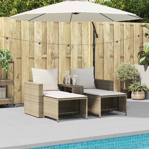 Set Divano da Giardino 5 pz con Cuscini-Sofa da Giardino-Divanetto da esterno Beige in Polyrattan 741786