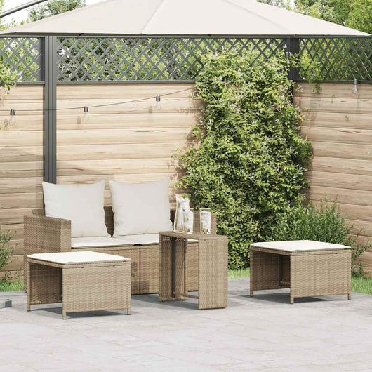 Set Divano da Giardino 5 pz con Cuscini-Sofa da Giardino-Divanetto da esterno Beige in Polyrattan 741786